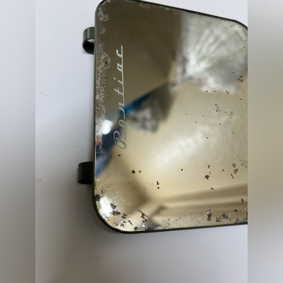 1940’s Vanity Mirror Clip-On Sun Visor GM Pontiac Script Etched Vintage - Picture 2 of 7